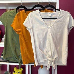 J Crew V Neck Front Tie Tops